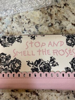 Betsy Johnson Pink Floral "Stop and Smell the Roses" Women’s Wallet